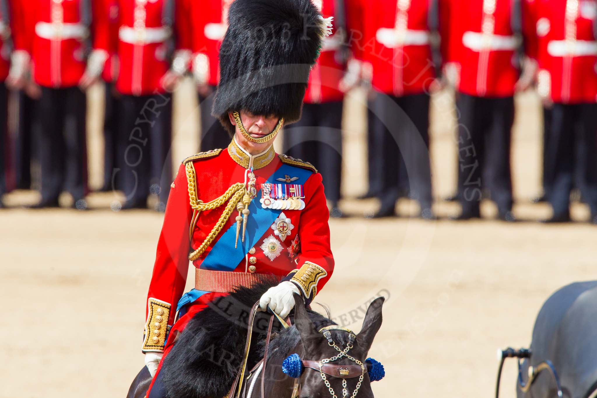 The Colonel's Review 2013: HRH The Prince of Wales, Colonel Welsh  Guards after the Inspection of the Line..
Horse Guards Parade, Westminster,
London SW1,

United Kingdom,
on 08 June 2013 at 11:06, image #390