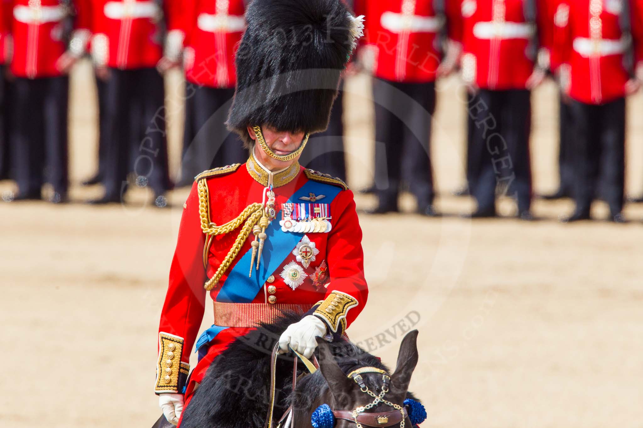 The Colonel's Review 2013: HRH The Prince of Wales, Colonel Welsh  Guards after the Inspection of the Line..
Horse Guards Parade, Westminster,
London SW1,

United Kingdom,
on 08 June 2013 at 11:06, image #391