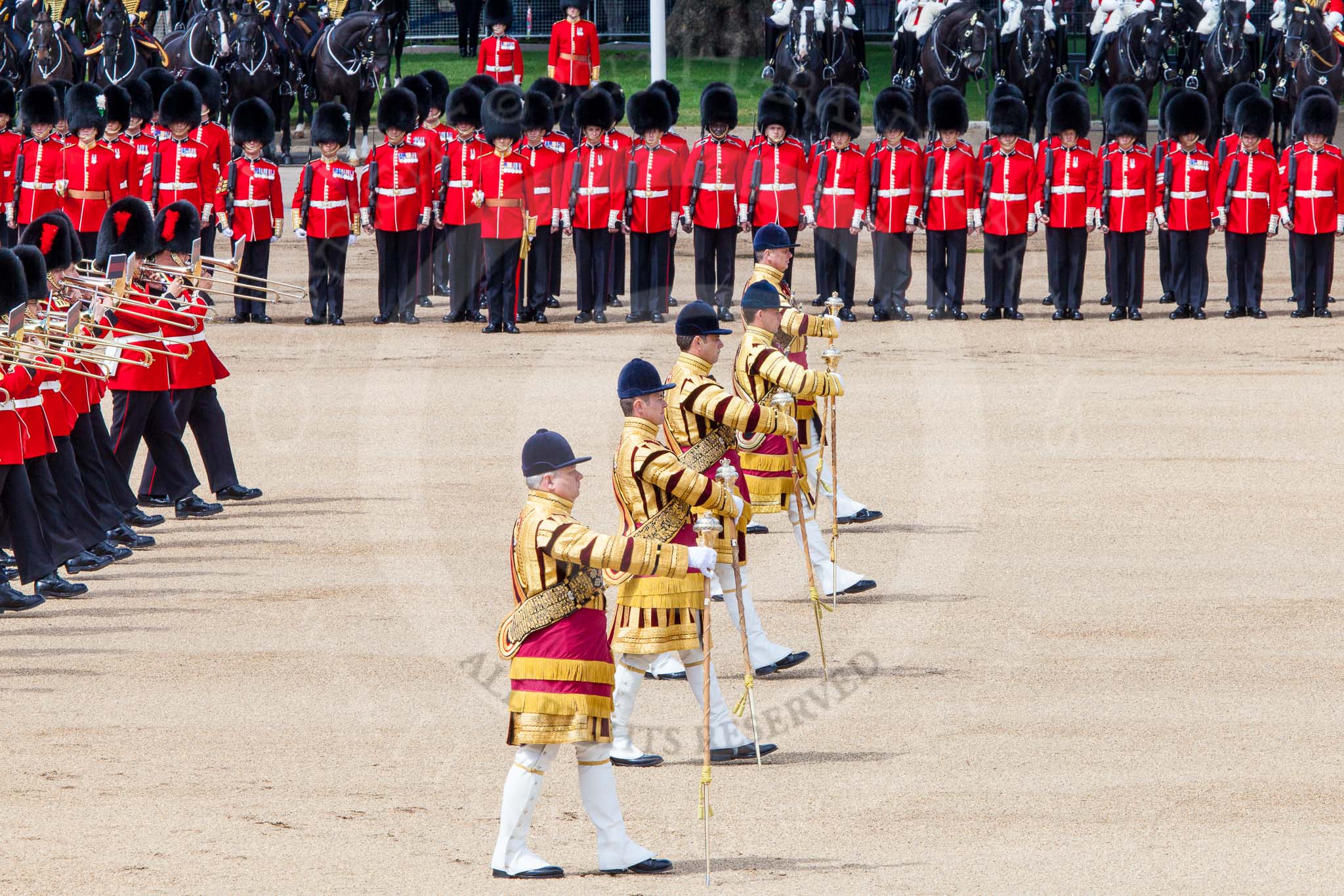 The Colonel's Review 2013: The Massed Band Troop begins with the slow march - the Waltz from Les Huguenots..
Horse Guards Parade, Westminster,
London SW1,

United Kingdom,
on 08 June 2013 at 11:08, image #423