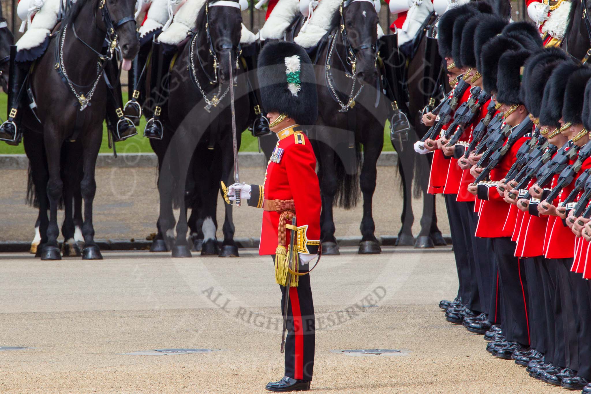 The Colonel's Review 2013: The guards are ready and in position for the March Past..
Horse Guards Parade, Westminster,
London SW1,

United Kingdom,
on 08 June 2013 at 11:29, image #603