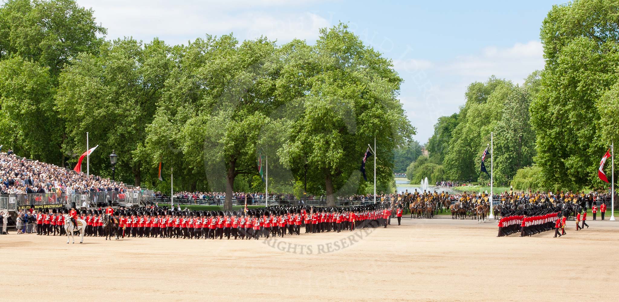 The Colonel's Review 2013: The Field Officer in Brigade Waiting, Lieutenant Colonel Dino Bossi, Welsh Guards, and the Major of the Parade, Major H G C Bettinson, Welsh Guards, leading the March Past..
Horse Guards Parade, Westminster,
London SW1,

United Kingdom,
on 08 June 2013 at 11:31, image #616