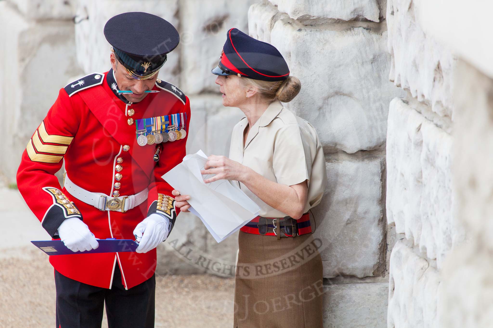 Major General's Review 2013: A Welsh Guards Sergeant taking notes during the rehearsal..
Horse Guards Parade, Westminster,
London SW1,

United Kingdom,
on 01 June 2013 at 10:19, image #65