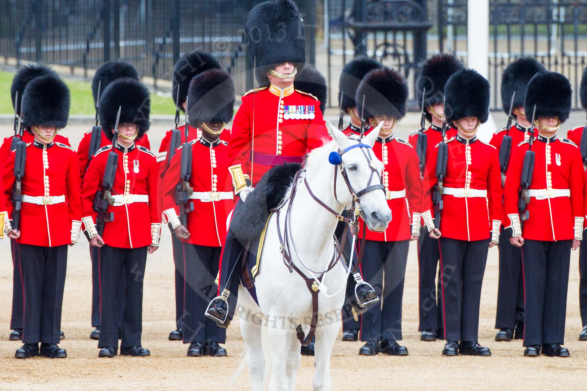 Major General's Review 2013: The Field Officer in Brigade Waiting, Lieutenant Colonel Dino Bossi, Welsh Guards in the center of the line..
Horse Guards Parade, Westminster,
London SW1,

United Kingdom,
on 01 June 2013 at 10:55, image #220