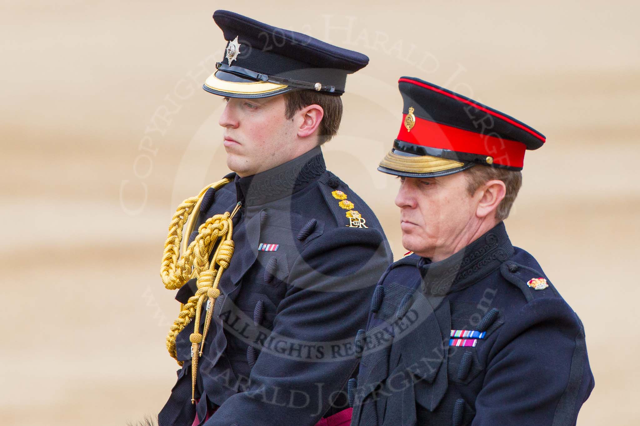 Major General's Review 2013: A Captian standing in for Lieutenant General Sir James Bucknall. A Major standing in for Field Marshal the Lord Guthrie of Craigiebank..
Horse Guards Parade, Westminster,
London SW1,

United Kingdom,
on 01 June 2013 at 11:01, image #273