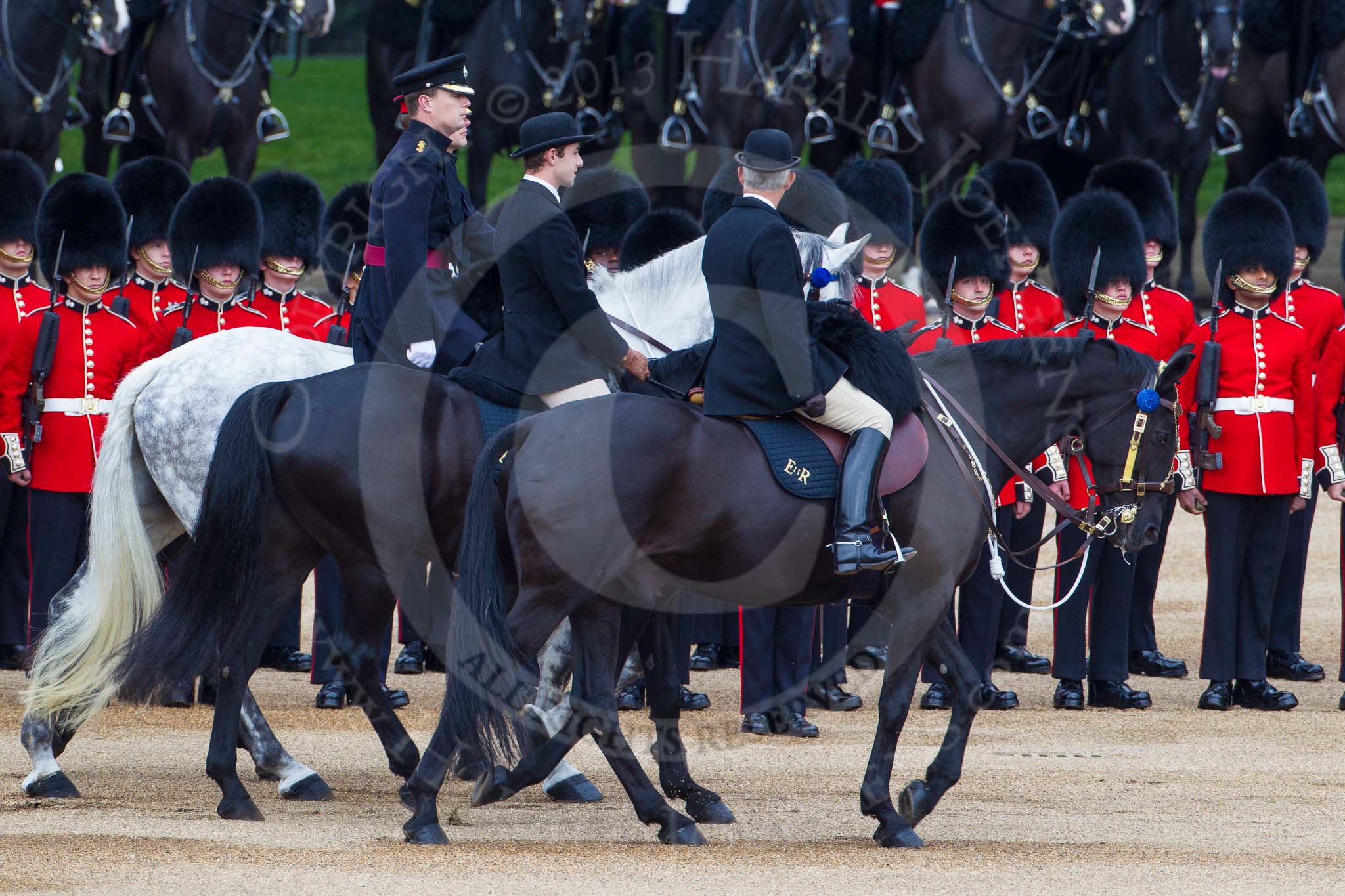 Major General's Review 2013: A two gentlemen, a Captain and Lieutenant Colonel representing Royal Colonels during Inspection of The Line at Horse Guards Parade..
Horse Guards Parade, Westminster,
London SW1,

United Kingdom,
on 01 June 2013 at 11:03, image #293