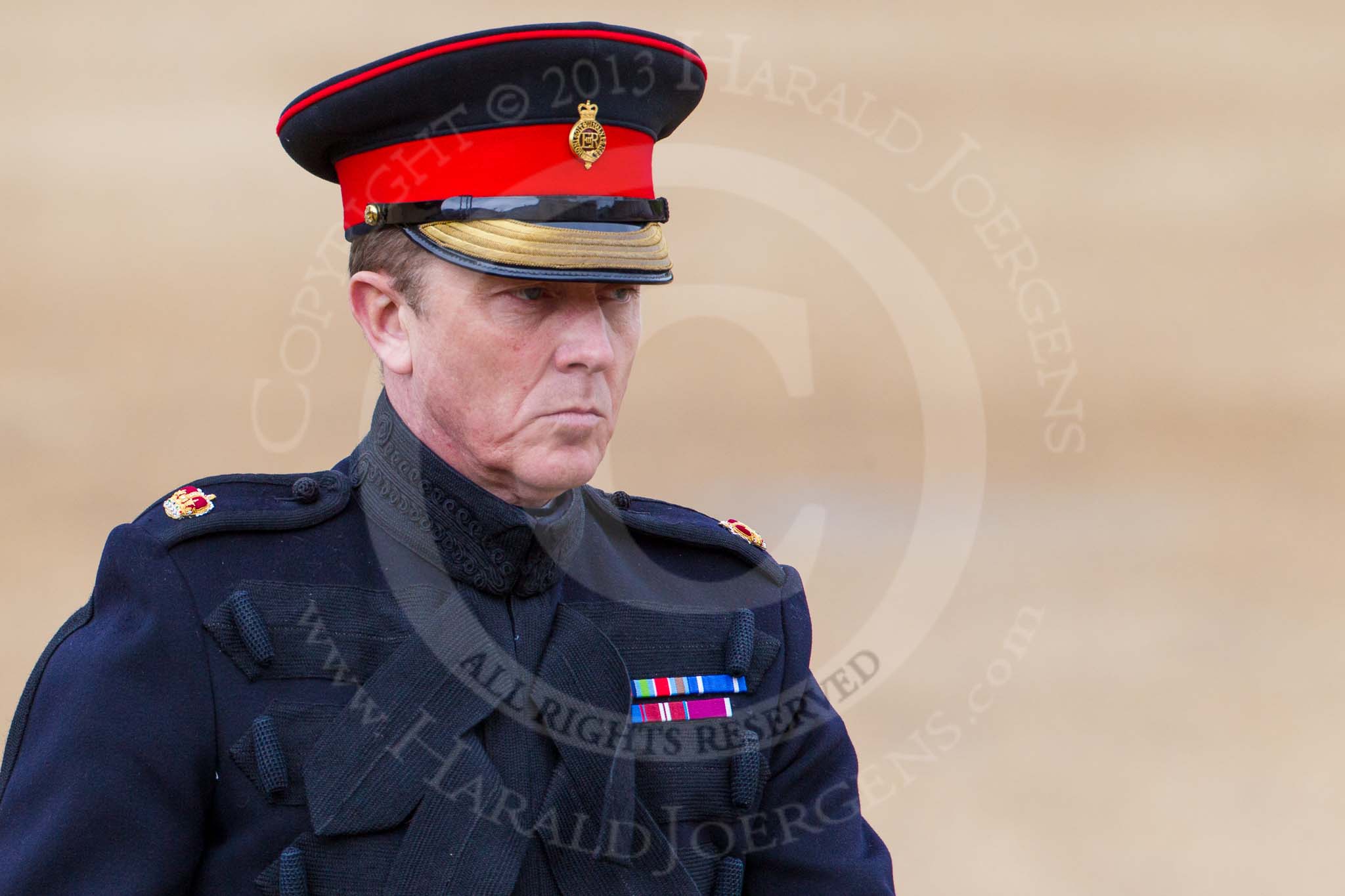 Major General's Review 2013: A Major standing in for Field Marshal the Lord Guthrie of Craigiebank..
Horse Guards Parade, Westminster,
London SW1,

United Kingdom,
on 01 June 2013 at 11:06, image #307