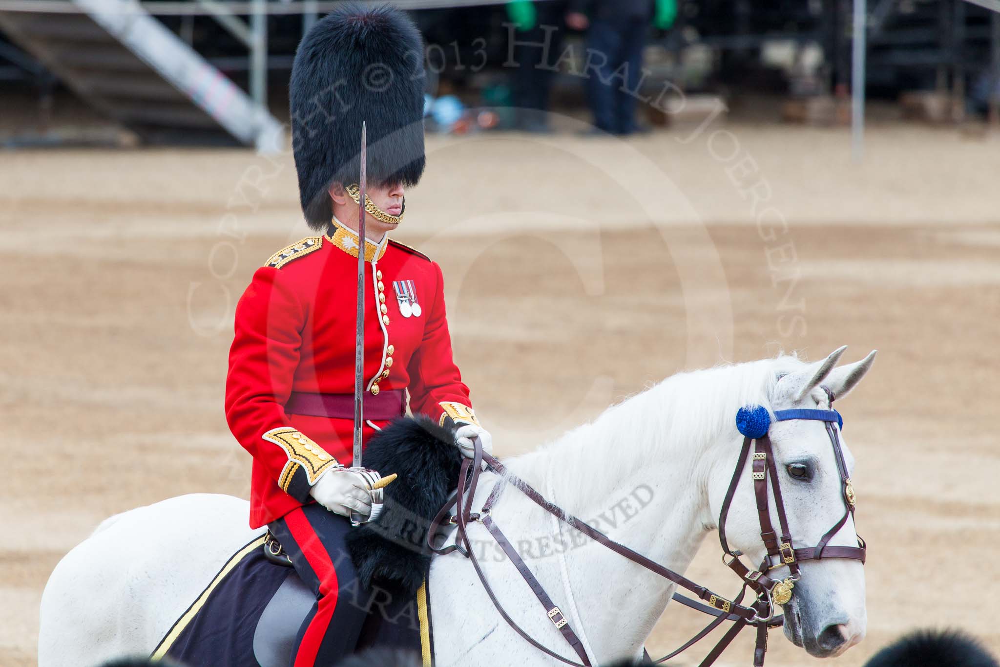 Major General's Review 2013: The March Past in Slow Time-The Adjutant of the Parade, Captain C J P Davies, Welsh Guards..
Horse Guards Parade, Westminster,
London SW1,

United Kingdom,
on 01 June 2013 at 11:36, image #506