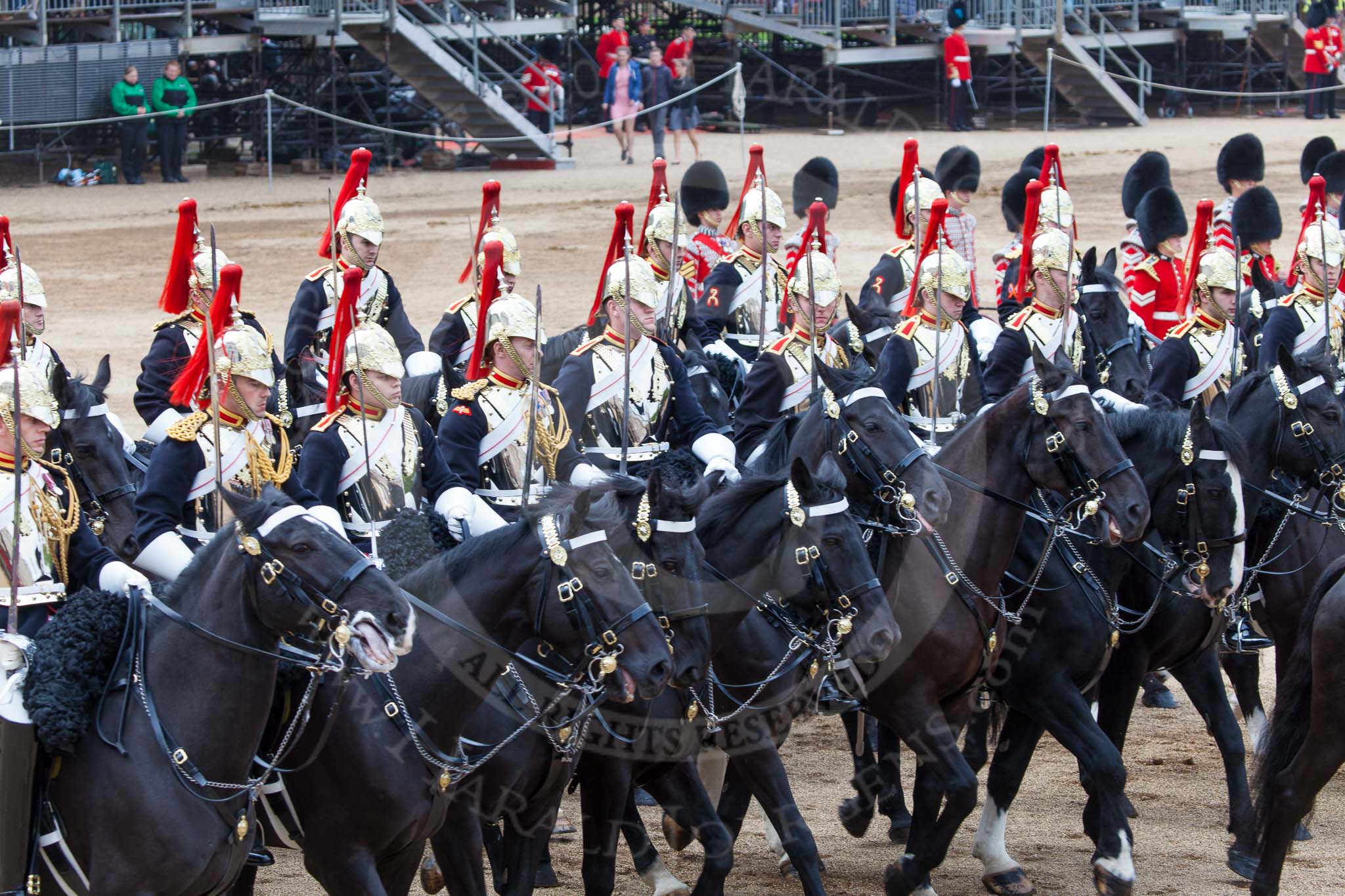 Major General's Review 2013: The Third and Forth Divisions of the Sovereign's Escort, The Blues and Royals, during the Ride Past..
Horse Guards Parade, Westminster,
London SW1,

United Kingdom,
on 01 June 2013 at 11:53, image #627