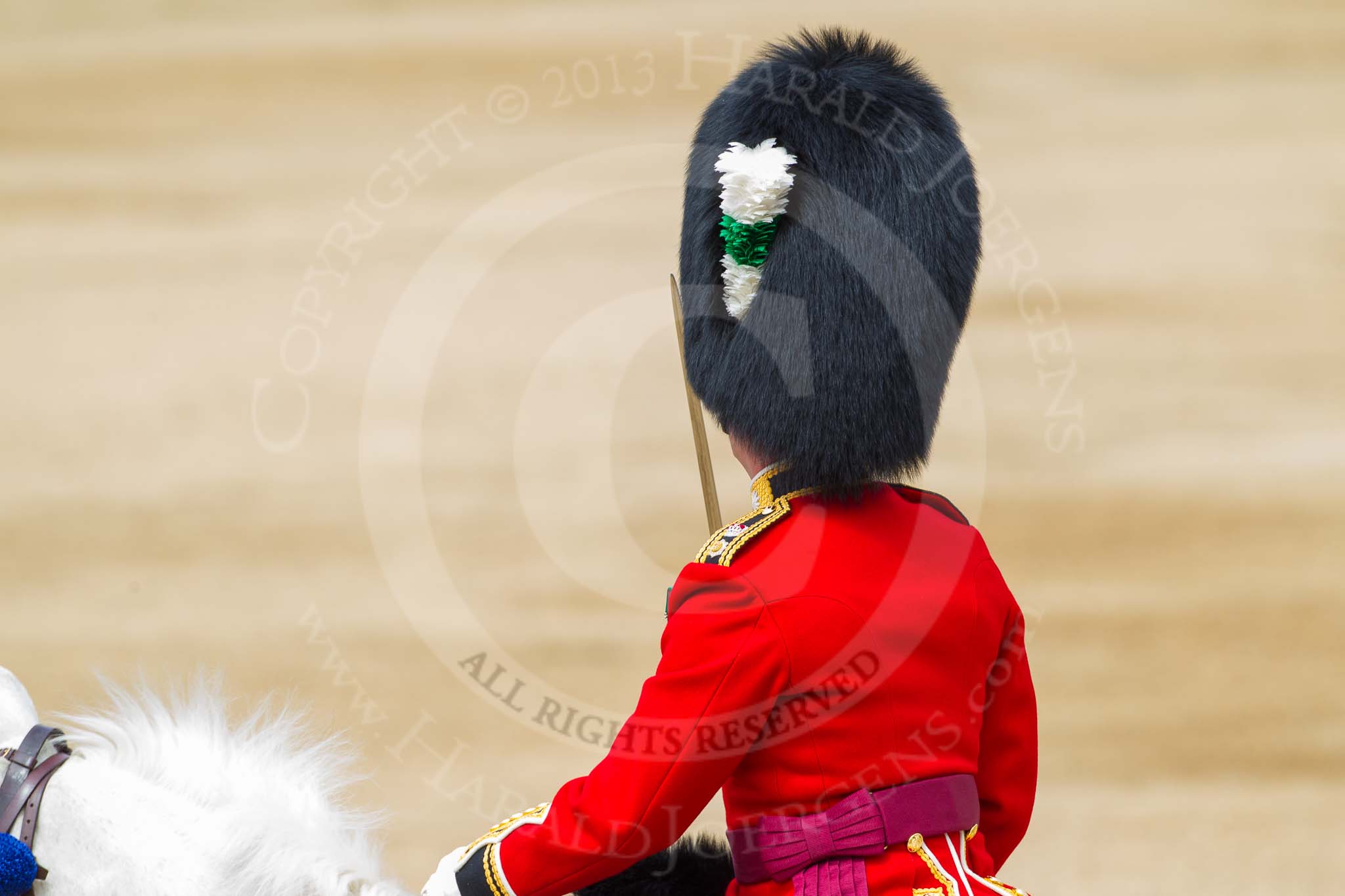 Major General's Review 2013: The Field Officer in Brigade Waiting, Lieutenant Colonel Dino Bossi, returns to the guards after HM The Queen has given permission to march off..
Horse Guards Parade, Westminster,
London SW1,

United Kingdom,
on 01 June 2013 at 12:05, image #703