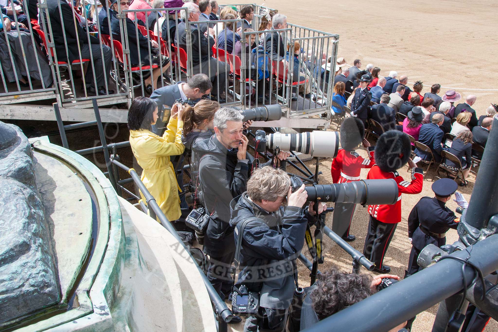 Trooping the Colour 2013: Photograhpers at work during the troooping of the Colour. Image #492, 15 June 2013 11:25 Horse Guards Parade, London, UK