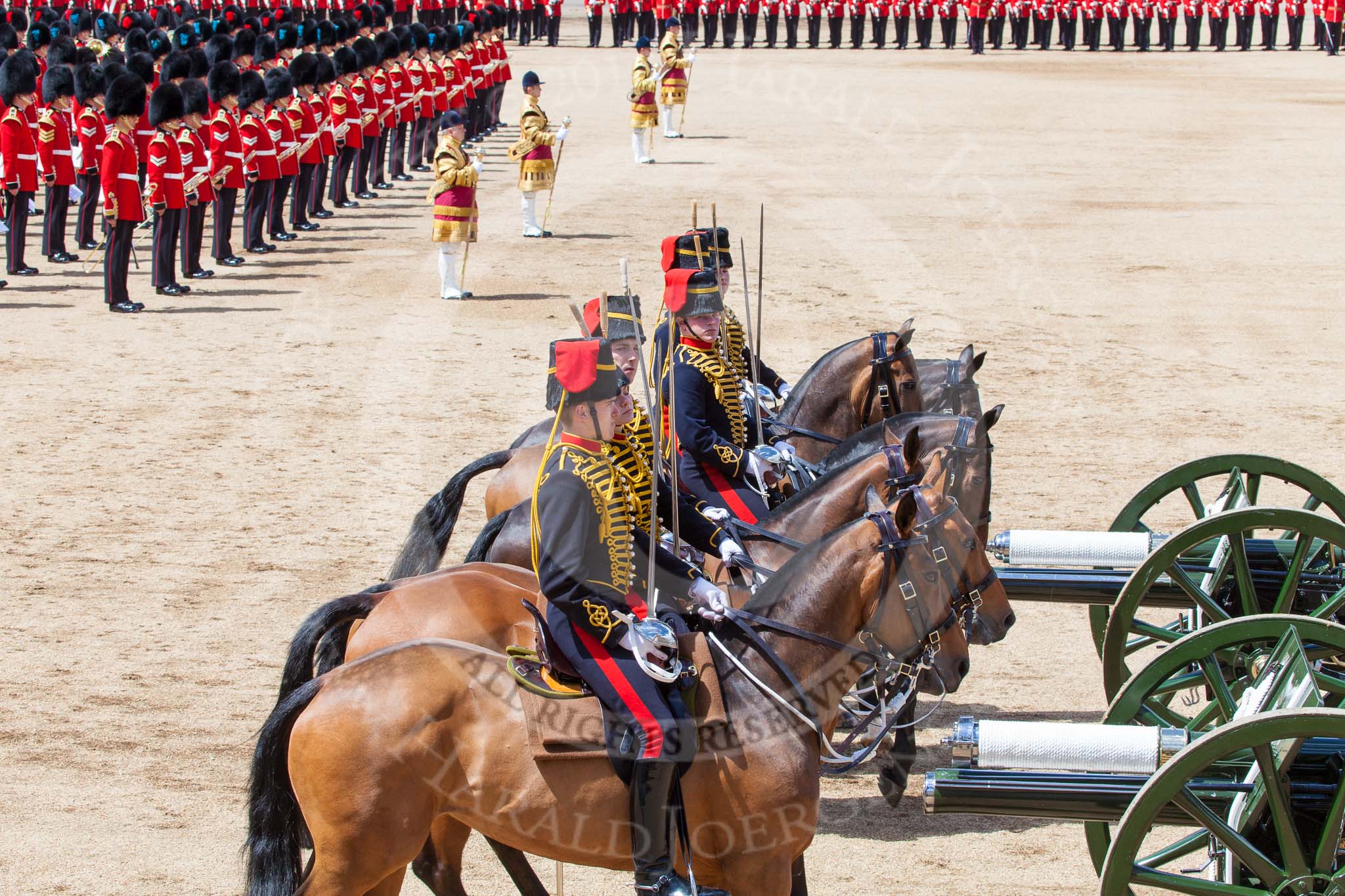 Trooping the Colour 2013: The Ride Past - the King's Troop Royal Horse Artillery. Image #684, 15 June 2013 11:54 Horse Guards Parade, London, UK