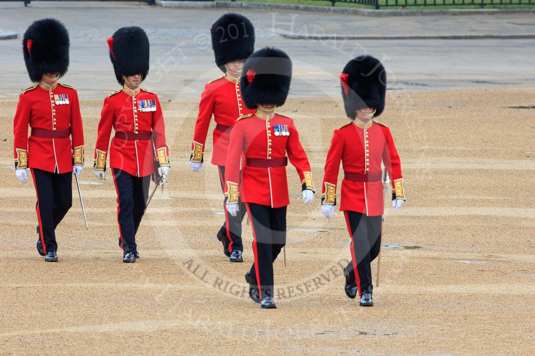 during The Colonel's Review {iptcyear4} (final rehearsal for Trooping the Colour, The Queen's Birthday Parade)  at Horse Guards Parade, Westminster, London, 2 June 2018, 09:56.