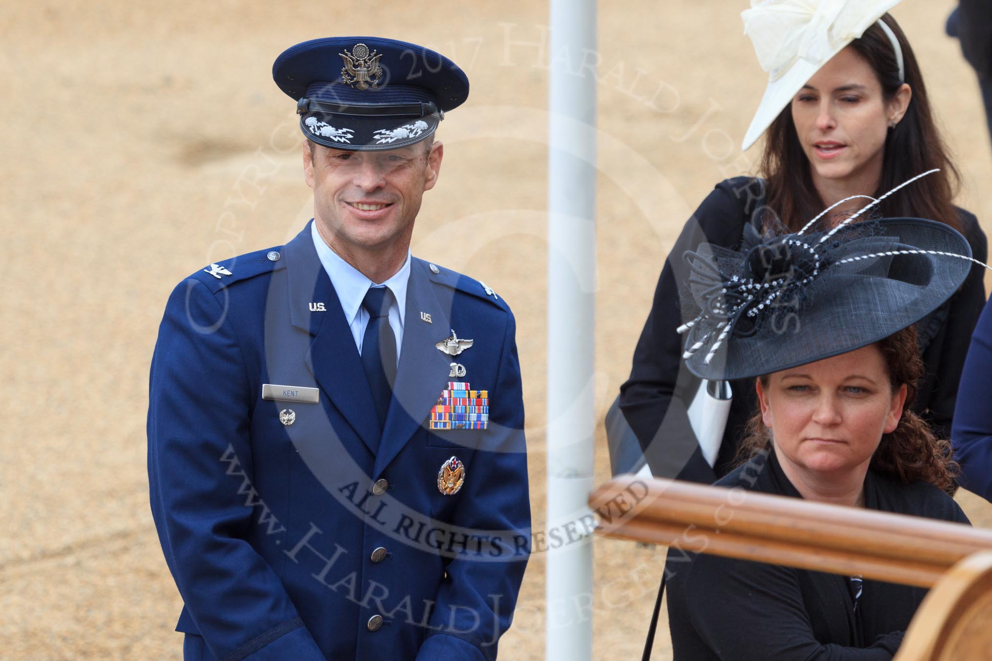 US Air Force Colonel John A. Kent, Vice Commander of the 48th Fighter Wing, RAF Lakenheatth, at Trooping the Colour 2018, The Queen's Birthday Parade at Horse Guards Parade, Westminster, London, 9 June 2018, 09:30.