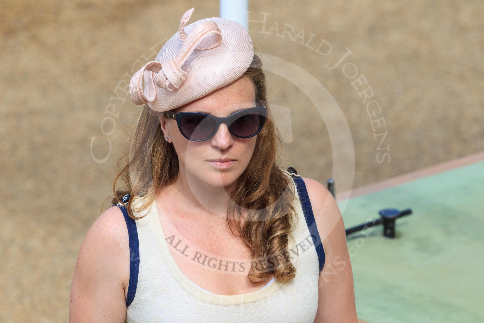 Female spectator before Trooping the Colour 2018, The Queen's Birthday Parade at Horse Guards Parade, Westminster, London, 9 June 2018, 10:00.