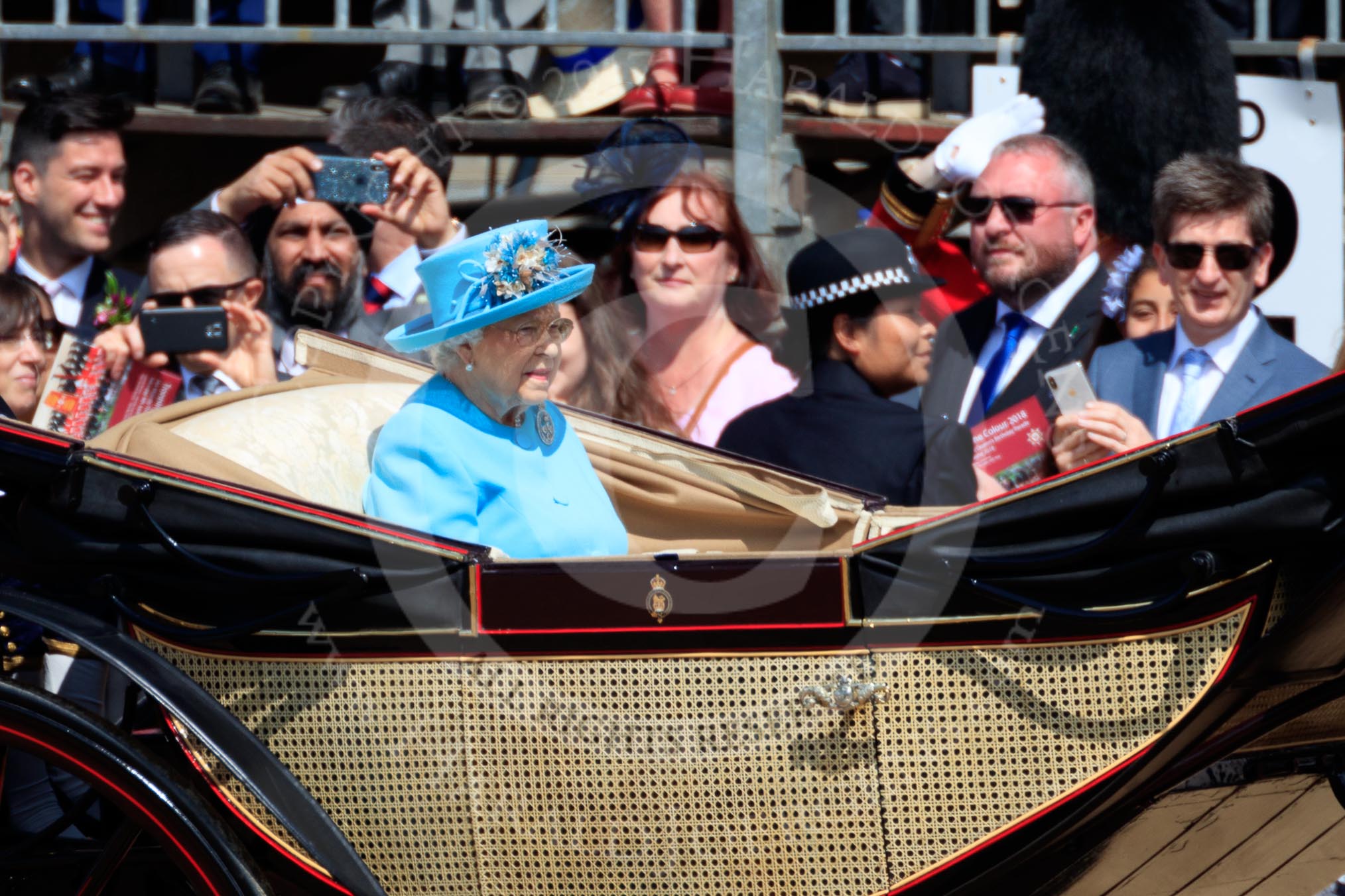 during Trooping the Colour {iptcyear4}, The Queen's Birthday Parade at Horse Guards Parade, Westminster, London, 9 June 2018, 10:59.