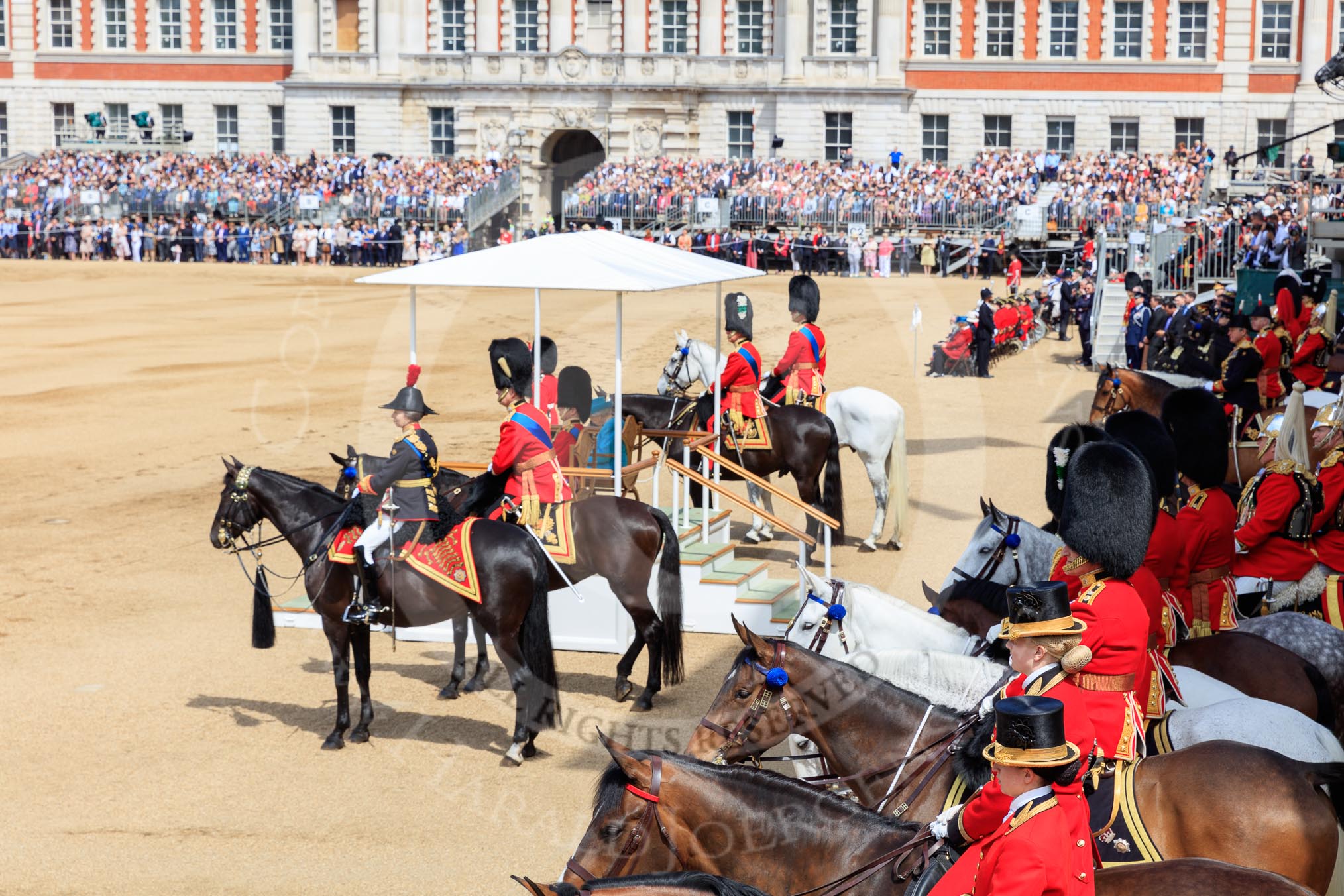 during Trooping the Colour {iptcyear4}, The Queen's Birthday Parade at Horse Guards Parade, Westminster, London, 9 June 2018, 11:08.