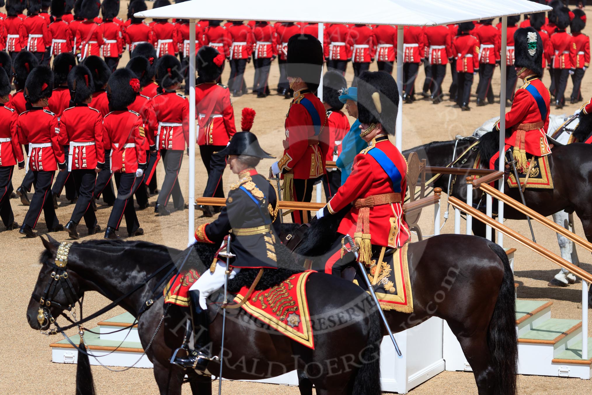 during Trooping the Colour {iptcyear4}, The Queen's Birthday Parade at Horse Guards Parade, Westminster, London, 9 June 2018, 11:39.