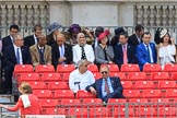 Grand stand H, reserved for foreign dignitaries and diplomats, is filling up before Trooping the Colour 2018, The Queen's Birthday Parade at Horse Guards Parade, Westminster, London, 9 June 2018, 10:16.