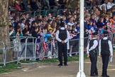 The crowded Youth Enclosure during Trooping the Colour 2018, The Queen's Birthday Parade at Horse Guards Parade, Westminster, London, 9 June 2018, 10:24.