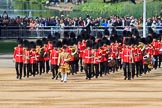 The Band of the Grenadier Guards, led by Drum Major Stephen Staite, Grenadier Guards, during Trooping the Colour 2018, The Queen's Birthday Parade at Horse Guards Parade, Westminster, London, 9 June 2018, 10:26.