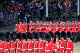 Number Four Guard, No 7 Company Coldstream Guards, led by The Subaltern, Captain James Potter (27), marching behind Number Five Guard, Nijmegen Company, Grenadier Guards during Trooping the Colour 2018, The Queen's Birthday Parade at Horse Guards Parade, Westminster, London, 9 June 2018, 10:27.