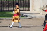 Drum Major Gareth Chambers, 1st Battalion Irish Guards leading the Band of the Irish Guards during Trooping the Colour 2018, The Queen's Birthday Parade at Horse Guards Parade, Westminster, London, 9 June 2018, 10:28.