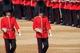 The Subaltern, Lieutenant Jake Sayers, Number Five Guard, Nijmegen Company, Grenadier Guards, and The Subaltern, Captain William Dalton Hall (27), Number Six Guard, F Company, Scots Guards, marching towards Horse Guards Arch during Trooping the Colour 2018, The Queen's Birthday Parade at Horse Guards Parade, Westminster, London, 9 June 2018, 10:29.