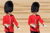 The Subaltern, Lieutenant Jake Sayers, Number Five Guard, Nijmegen Company, Grenadier Guards, and The Subaltern, Captain William Dalton Hall (27), Number Six Guard, F Company, Scots Guards, marching towards Horse Guards Arch during Trooping the Colour 2018, The Queen's Birthday Parade at Horse Guards Parade, Westminster, London, 9 June 2018, 10:29.