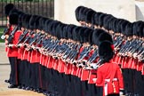 Number Three Guard, 1st Battalion Coldstream Guards during Trooping the Colour 2018, The Queen's Birthday Parade at Horse Guards Parade, Westminster, London, 9 June 2018, 10:34.