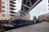 BCN Marathon Challenge 2013: NB "Felonious Mongoose" reversing from the mooring at Sherborne Wharf, Oozells Street Loop, 30 minutes before the start of the BCN Challenge..
Birmingham Canal Navigation,


United Kingdom,
on 25 May 2013 at 07:30, image #14