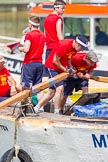TOW River Thames Barge Driving Race 2013: Rowers on the deck of barge "Spirit of Mountabatten", by Mechanical Movements and Enabling Services Ltd, working hard during the race..
River Thames between Greenwich and Westminster,
London,

United Kingdom,
on 13 July 2013 at 12:39, image #155