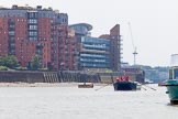 TOW River Thames Barge Driving Race 2013: Barge "Diana", by Trinity Buoy Wharf..
River Thames between Greenwich and Westminster,
London,

United Kingdom,
on 13 July 2013 at 12:58, image #251