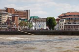 TOW River Thames Barge Driving Race 2013: Shakespeare's Globe Theatre, London SE1, seen from the river..
River Thames between Greenwich and Westminster,
London,

United Kingdom,
on 13 July 2013 at 14:54, image #542