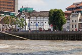 TOW River Thames Barge Driving Race 2013: Shakespeare's Globe Theatre, London SE1, seen from the river..
River Thames between Greenwich and Westminster,
London,

United Kingdom,
on 13 July 2013 at 14:54, image #543