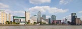 TOW River Thames Barge Driving Race 2013: The skyscrapers at Canary Wharf seen from the river..
River Thames between Greenwich and Westminster,
London,

United Kingdom,
on 13 July 2013 at 15:12, image #552