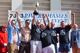 TOW River Thames Barge Driving Race 2013: The "Harry Hayword Award", for the first crew with two pennants, goes to the crew of barge "Darren Lacey", by Princess Pocahontas..
River Thames between Greenwich and Westminster,
London,

United Kingdom,
on 13 July 2013 at 16:23, image #573