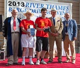 TOW River Thames Barge Driving Race 2013: The "Alan C. Bennet Memorial Trophy", for the best painted barge, goes to the crew of "The Matchgirls" (ex Balfour) by by Unite the Union

..
River Thames between Greenwich and Westminster,
London,

United Kingdom,
on 13 July 2013 at 16:35, image #585