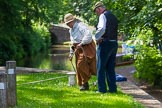 : Sue Day (Horseboating Society) "applying the brakes" by using a rope on a bollard - without an engine, butty "Maria" can't be stopped by reversing the engine..




on 03 July 2015 at 15:22, image #30