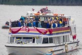 Thames Diamond Jubilee Pageant: JUBILANT COMMONWEALTH CHOIR- Silver Bonito (H104)..
River Thames seen from Battersea Bridge,
London,

United Kingdom,
on 03 June 2012 at 15:29, image #370