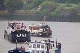 Thames Diamond Jubilee Pageant: BARGES-Noelle (R119) Angell Hardy II (R121)..
River Thames seen from Battersea Bridge,
London,

United Kingdom,
on 03 June 2012 at 16:01, image #492