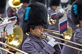 The Lord Mayor's Show 2011: The Band of the Irish and Welsh Guards, here a close-up of a trombonist..
Opposite Mansion House, City of London,
London,
-,
United Kingdom,
on 12 November 2011 at 11:04, image #73