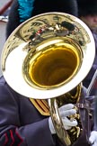 The Lord Mayor's Show 2011: The Band of the Irish and Welsh Guards, here looking into a tuba to see other musicians..
Opposite Mansion House, City of London,
London,
-,
United Kingdom,
on 12 November 2011 at 11:04, image #74