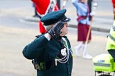 The Lord Mayor's Show 2011: A Marshal from the Rifles saluting the new Lord Mayor on the balcony of Mansion House..
Opposite Mansion House, City of London,
London,
-,
United Kingdom,
on 12 November 2011 at 12:07, image #667