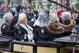 The Lord Mayor's Show 2011: Worshipful Company of Glovers (http://www.thegloverscompany.org/), on the left Roderick Morriss Esq. TD DL, next to him Keith Ebsworth Esq (Master), opposite Mrs Ann Esslemont and Christopher Dadson, Esq..
Opposite Mansion House, City of London,
London,
-,
United Kingdom,
on 12 November 2011 at 12:09, image #701