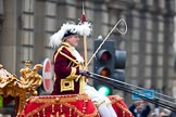 The Lord Mayor's Show 2011: The coachman of the golden state coach that carries the new Lord Mayor during the day..
Opposite Mansion House, City of London,
London,
-,
United Kingdom,
on 12 November 2011 at 12:17, image #755