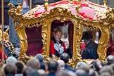 The Lord Mayor's Show 2011: The new Lord Mayor, David Wootton, in the golden state coach that is about to carry him to St Pauls Catherdral..
Opposite Mansion House, City of London,
London,
-,
United Kingdom,
on 12 November 2011 at 12:18, image #758