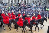 Lord Mayor's Show 2012: The Life Guards, Household Cavalry, leadng the way for the Lord Mayor..
Press stand opposite Mansion House, City of London,
London,
Greater London,
United Kingdom,
on 10 November 2012 at 10:48, image #120