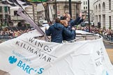 Lord Mayor's Show 2012: Entry 22 - Wings of Kilimanjaro - paraglider pi;ots about to fly from Mt Kilimanjaro for charity..
Press stand opposite Mansion House, City of London,
London,
Greater London,
United Kingdom,
on 10 November 2012 at 11:10, image #386