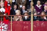 Lord Mayor's Show 2012: The outgoing Lord Mayor, David Wootton, the outgoing Lady Mayoress, Liz Wootton, Sophie Wootton, and James and Christopher Wootton behind..
Press stand opposite Mansion House, City of London,
London,
Greater London,
United Kingdom,
on 10 November 2012 at 11:19, image #621