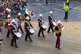 Lord Mayor's Show 2012: Entry 86 - Royal Marines Band (HMS Collingwood)..
Press stand opposite Mansion House, City of London,
London,
Greater London,
United Kingdom,
on 10 November 2012 at 11:38, image #1127